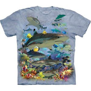 Reef Sharks Fish Great White Shark Blue Ocean Aquatic The Mountain T-Shirt M-3X
